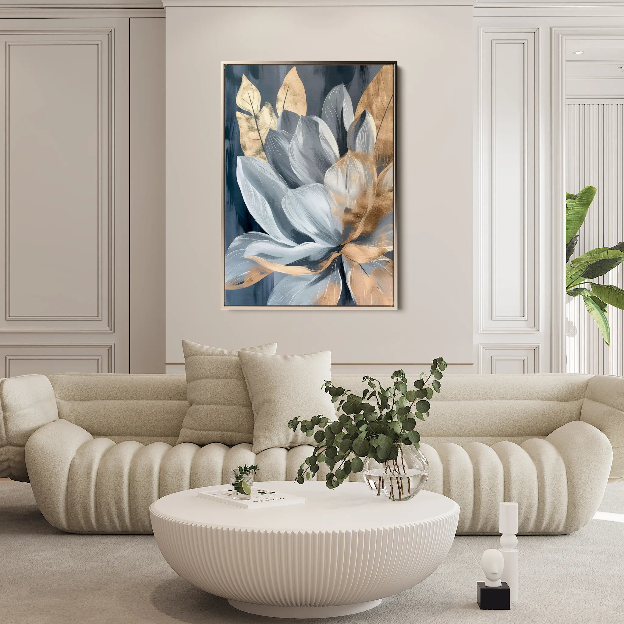 Floral 252 Canvas Art 18" x 24" / 45 x 60 cm / Black