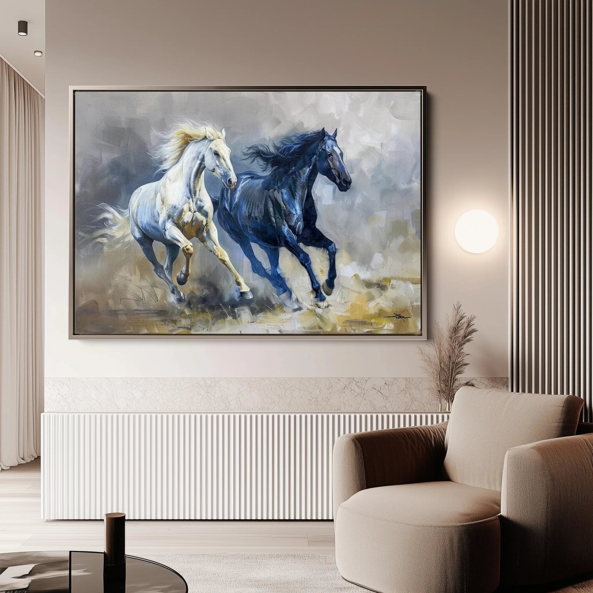 Horses 252 Canvas Art 18" x 24" / 45 x 60 cm / Black