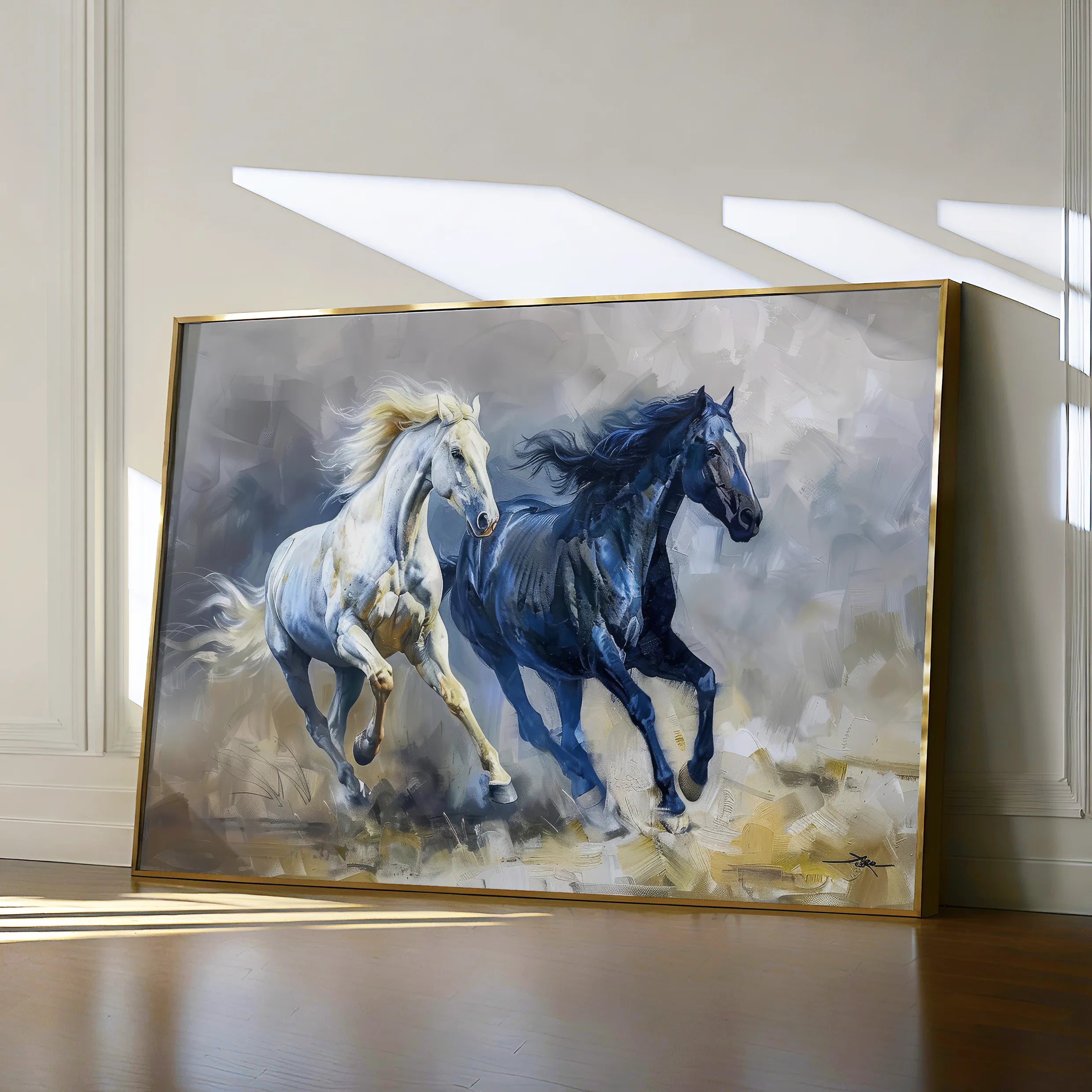 Horses 252 Canvas Art 18" x 24" / 45 x 60 cm / Black
