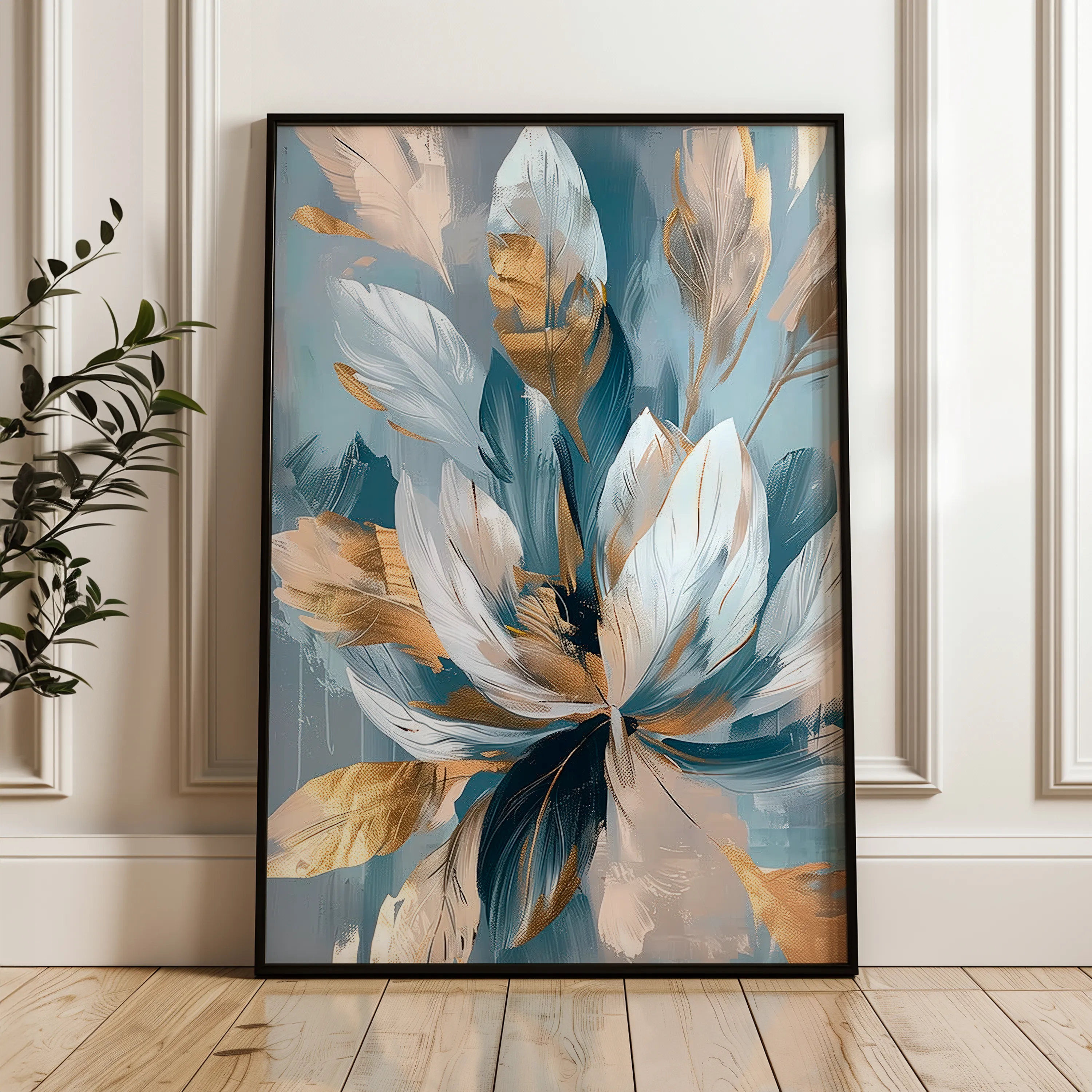 Floral 253 Canvas Art 18" x 24" / 45 x 60 cm / Black