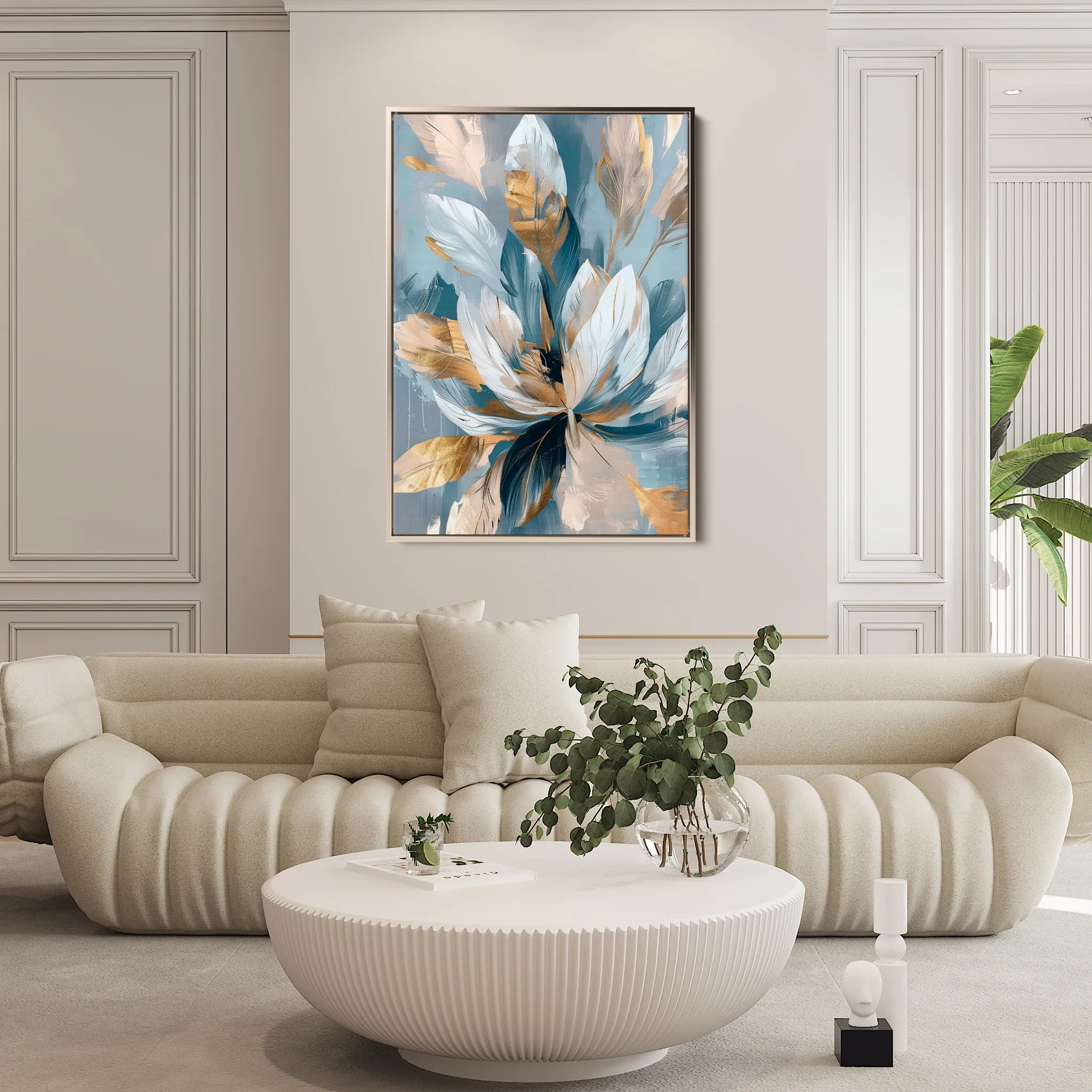 Floral 253 Canvas Art 18" x 24" / 45 x 60 cm / Black