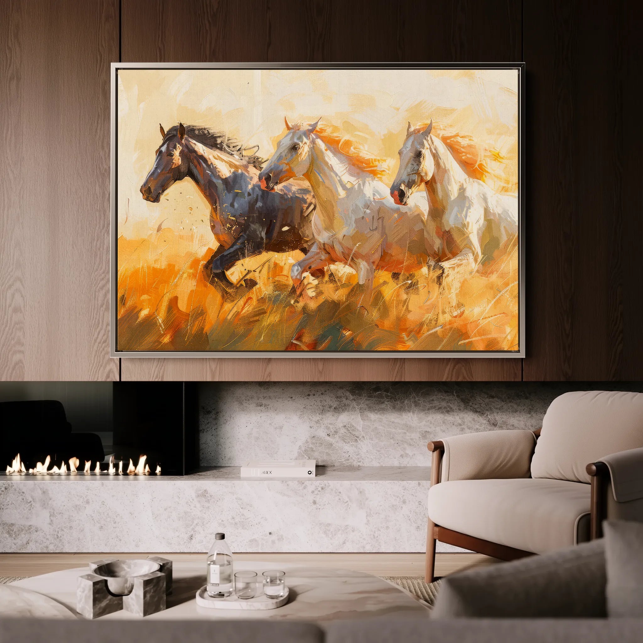 Horses 253 Canvas Art 18" x 24" / 45 x 60 cm / Black