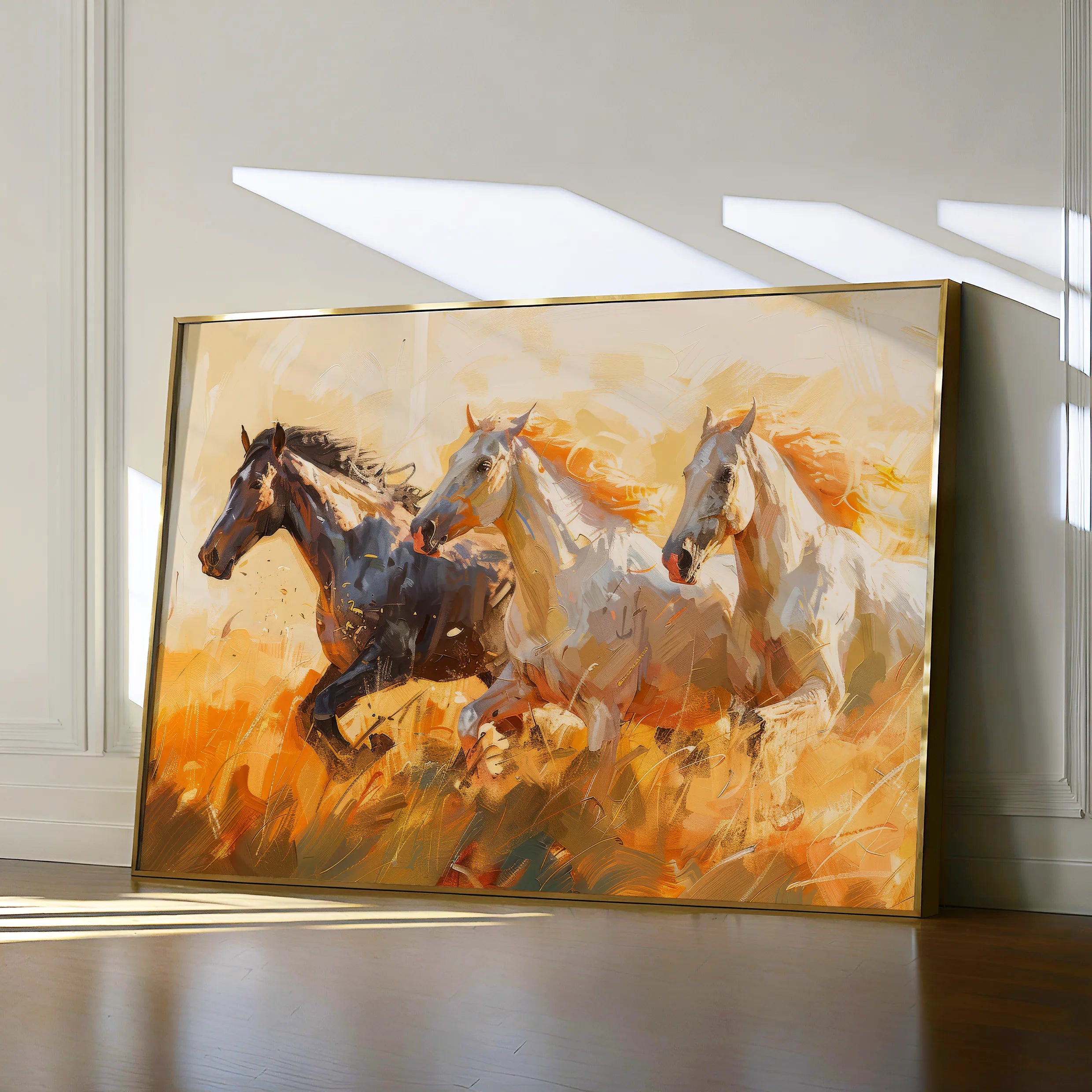 Horses 253 Canvas Art 18" x 24" / 45 x 60 cm / Black