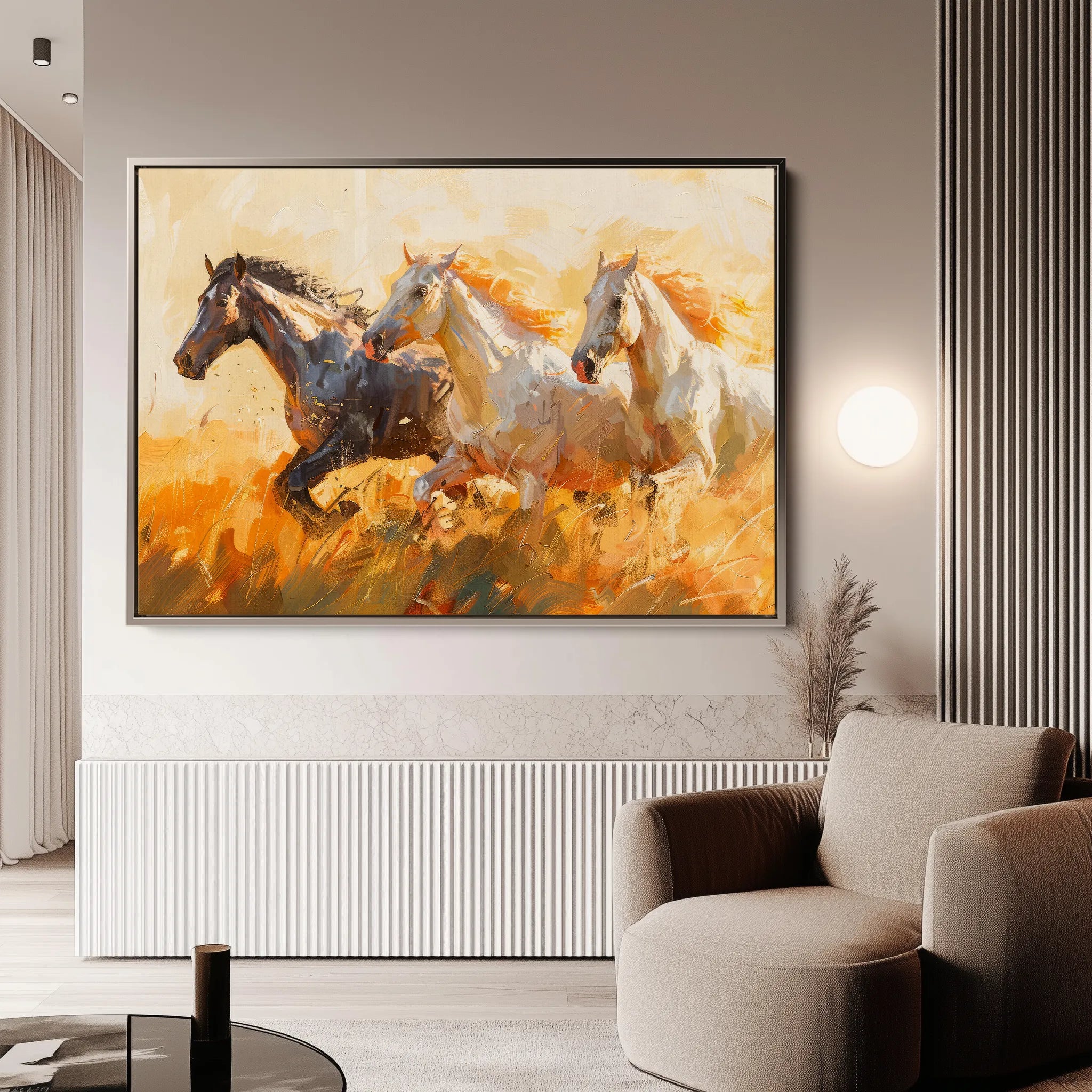 Horses 253 Canvas Art 18" x 24" / 45 x 60 cm / Black