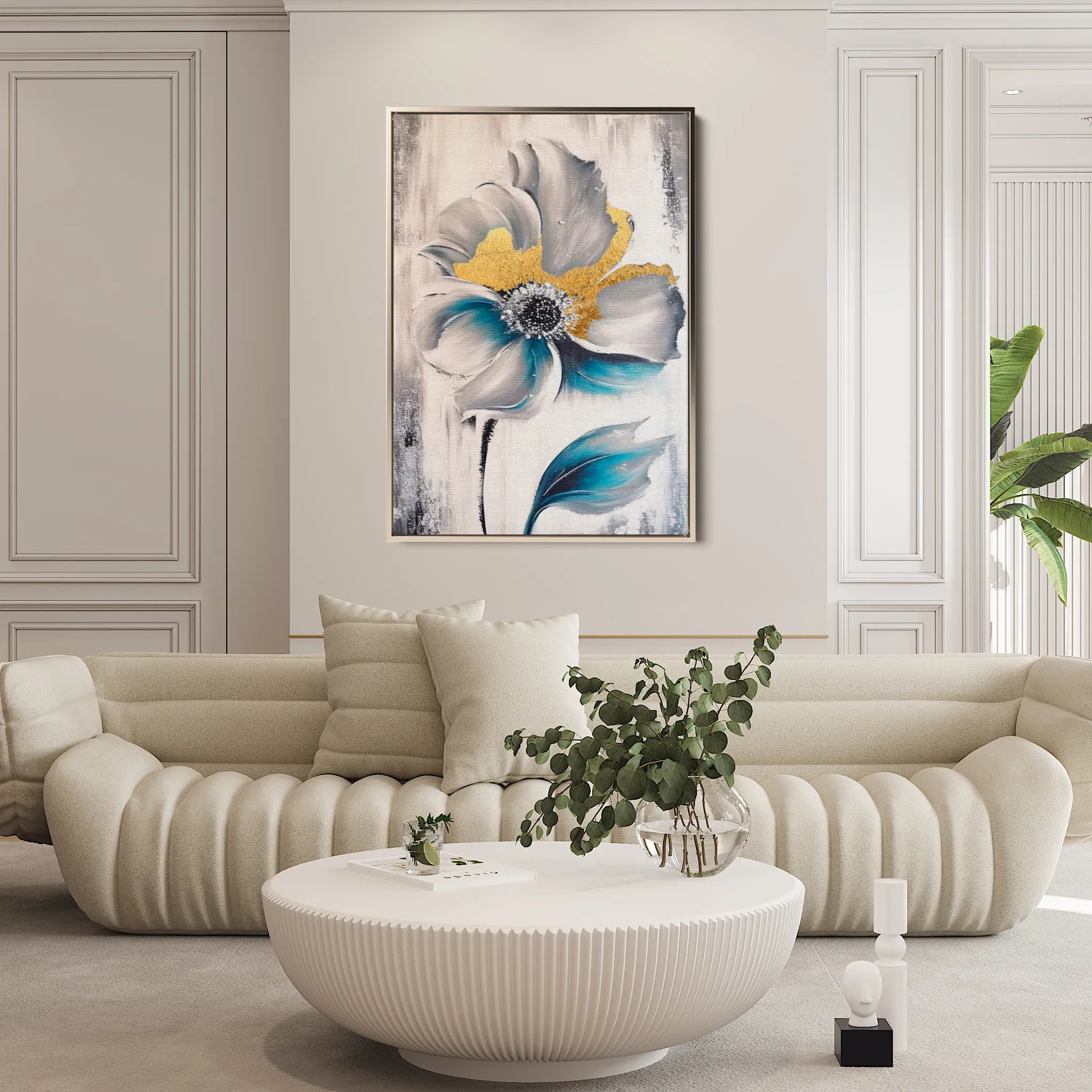 Floral 254 Canvas Art 18" x 24" / 45 x 60 cm / Black