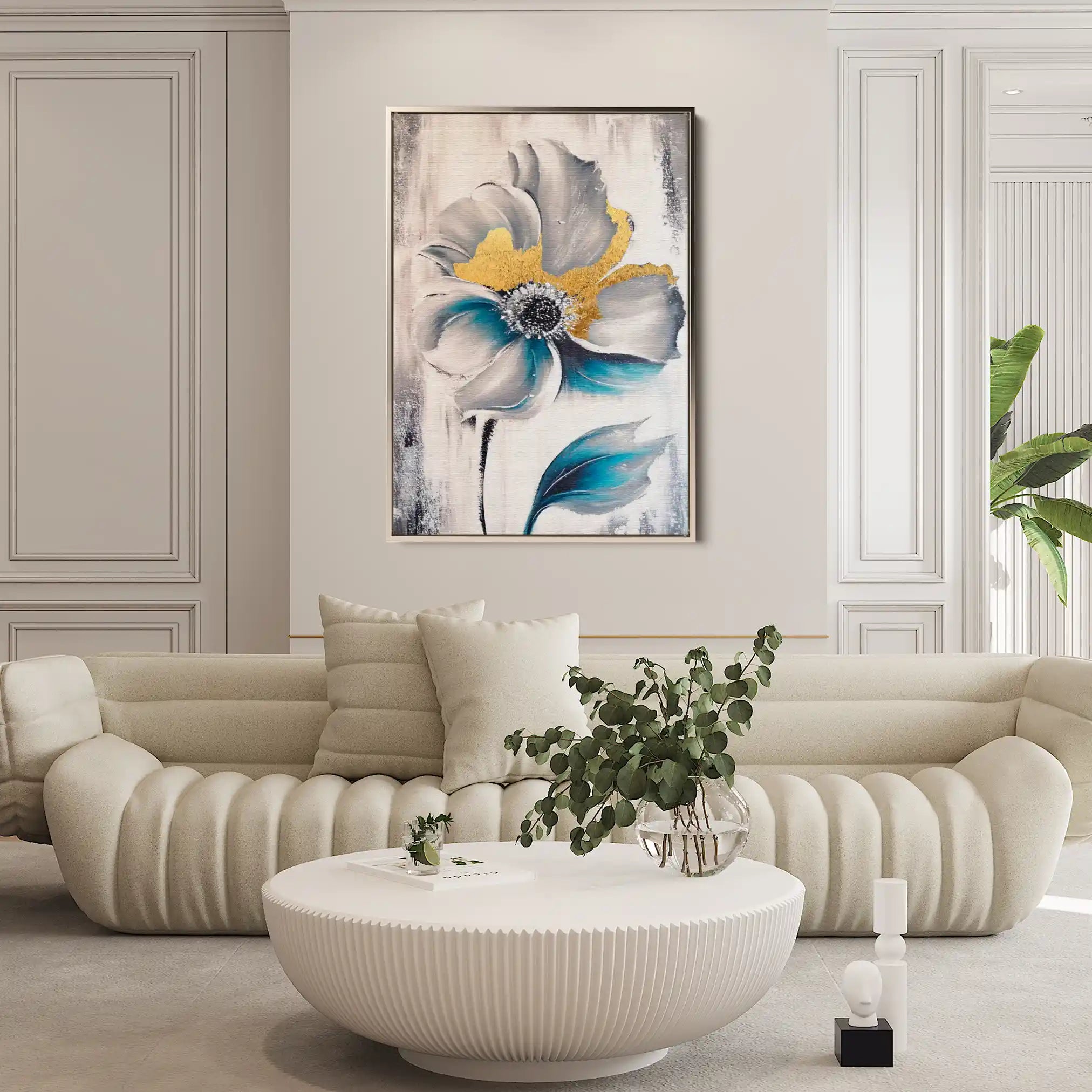 Floral 254 Canvas Art 60 x 40 cm / Black