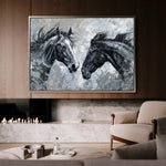 Horses 254 Canvas Art 18" x 24" / 45 x 60 cm / Black