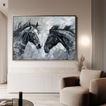 Horses 254 Canvas Art 18" x 24" / 45 x 60 cm / Black