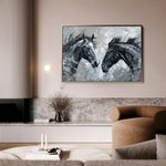 Horses 254 Canvas Art 18" x 24" / 45 x 60 cm / Black