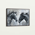 Horses 254 Canvas Art 18" x 24" / 45 x 60 cm / Black