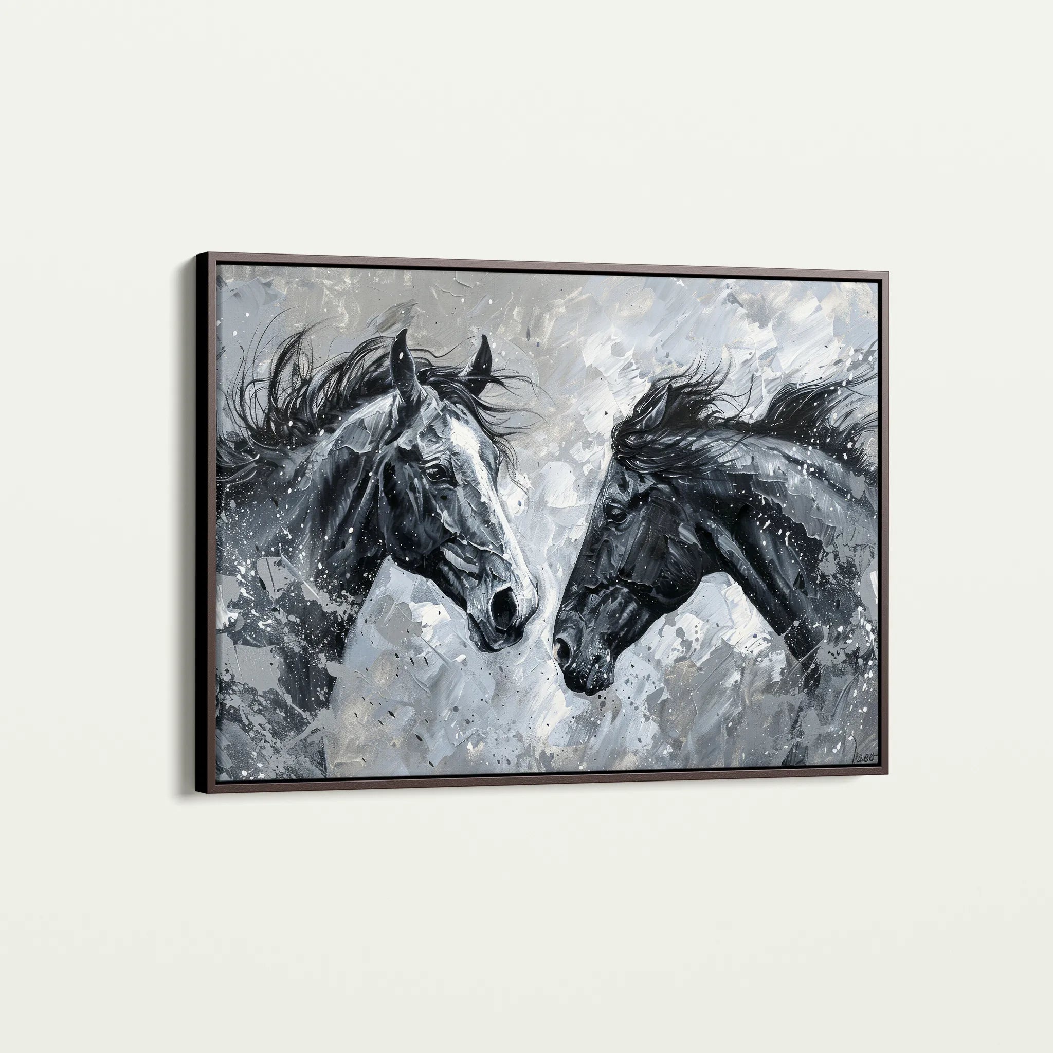 Horses 254 Canvas Art 18" x 24" / 45 x 60 cm / Black