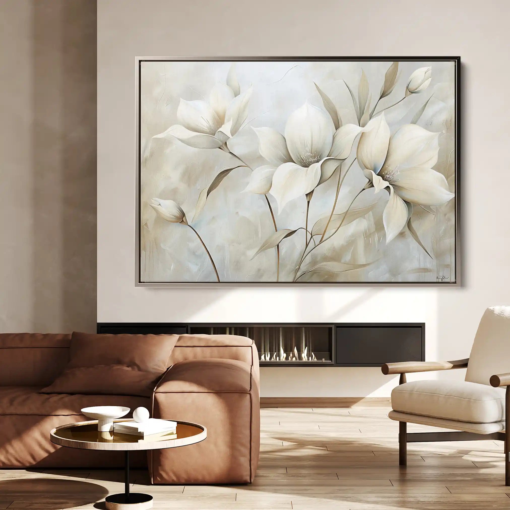 Floral 255 Canvas Art 60 x 40 cm / Black