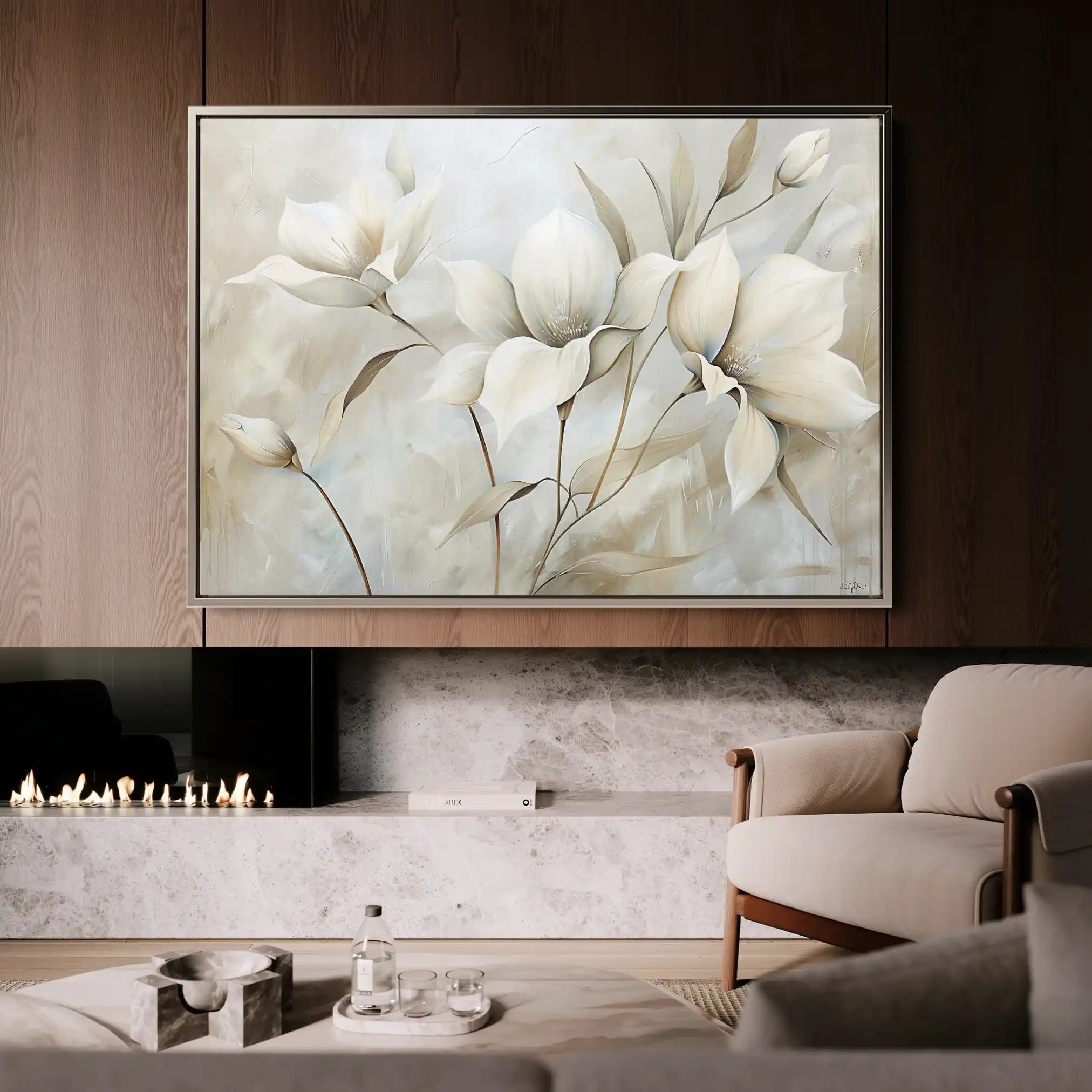 Floral 255 Canvas Art 60 x 40 cm / Black