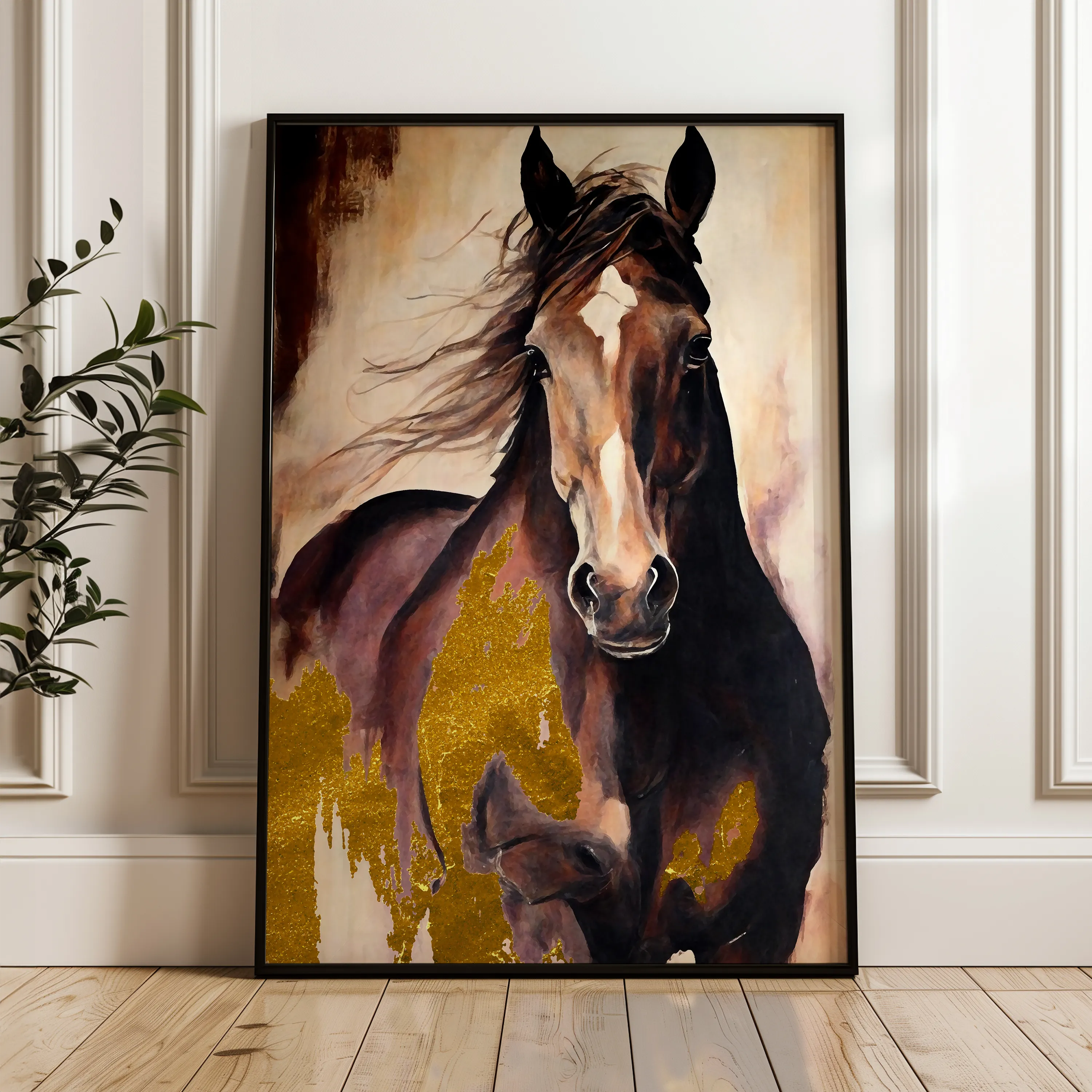 Horses 255 Canvas Art 18" x 24" / 45 x 60 cm / Black