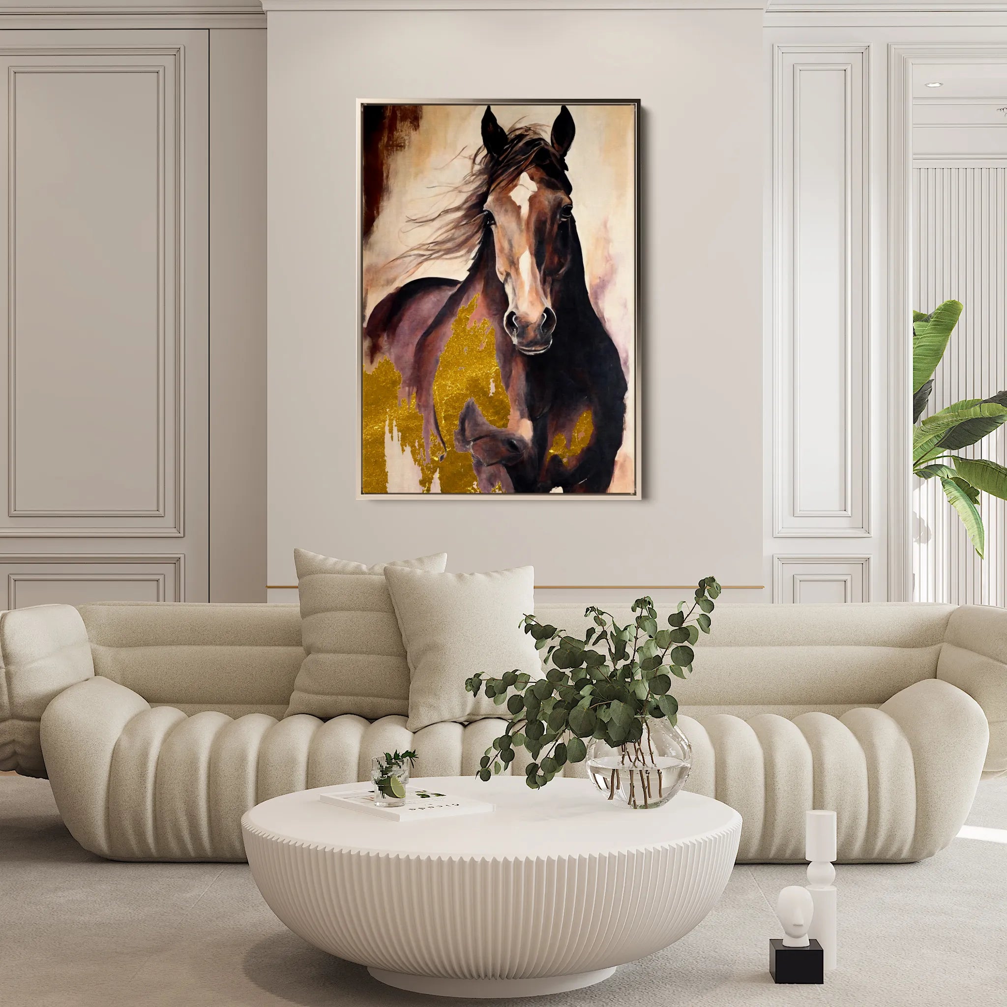 Horses 255 Canvas Art 18" x 24" / 45 x 60 cm / Black