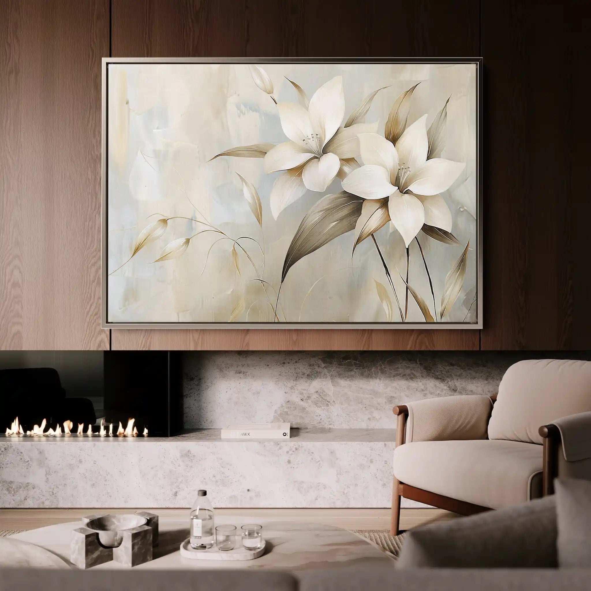 Floral 256 Canvas Art 60 x 40 cm / Black
