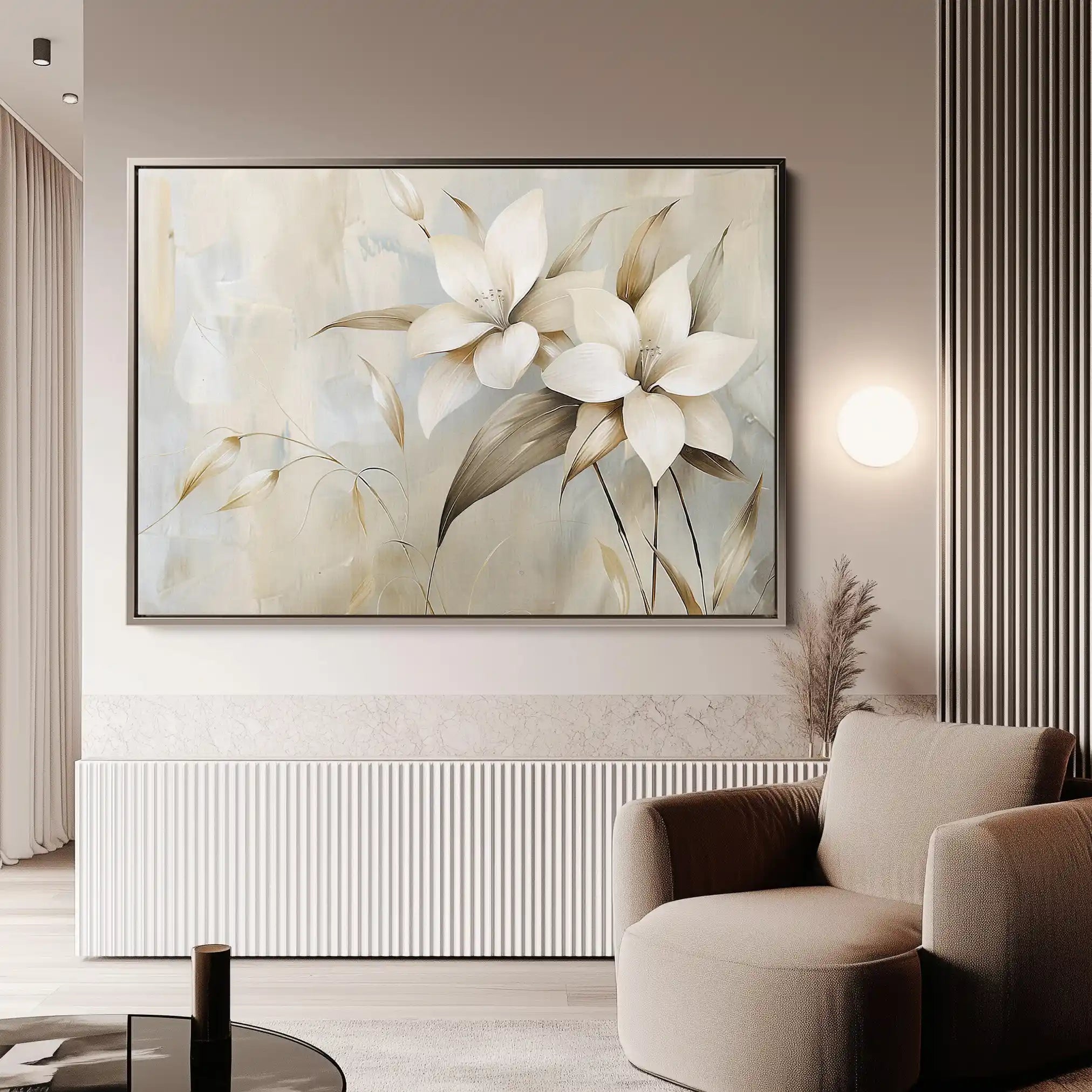 Floral 256 Canvas Art 60 x 40 cm / Black