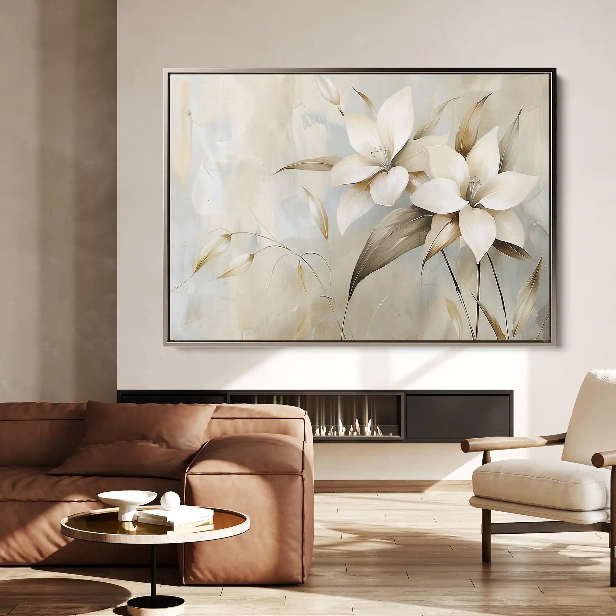 Floral 256 Canvas Art 60 x 40 cm / Black