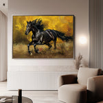 Horses 256 Canvas Art 18" x 24" / 45 x 60 cm / Black