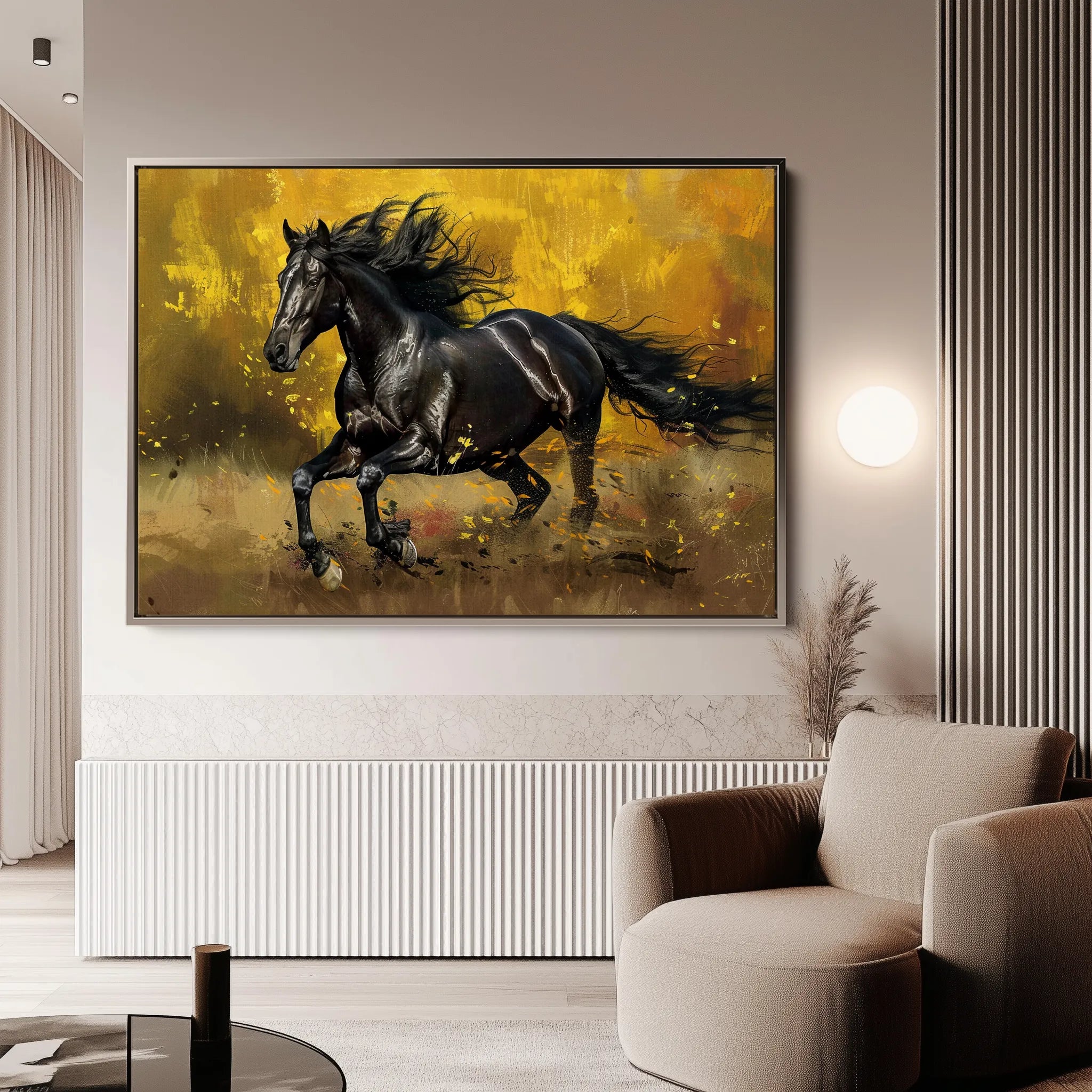 Horses 256 Canvas Art 18" x 24" / 45 x 60 cm / Black
