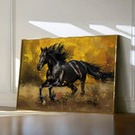 Horses 256 Canvas Art 18" x 24" / 45 x 60 cm / Black