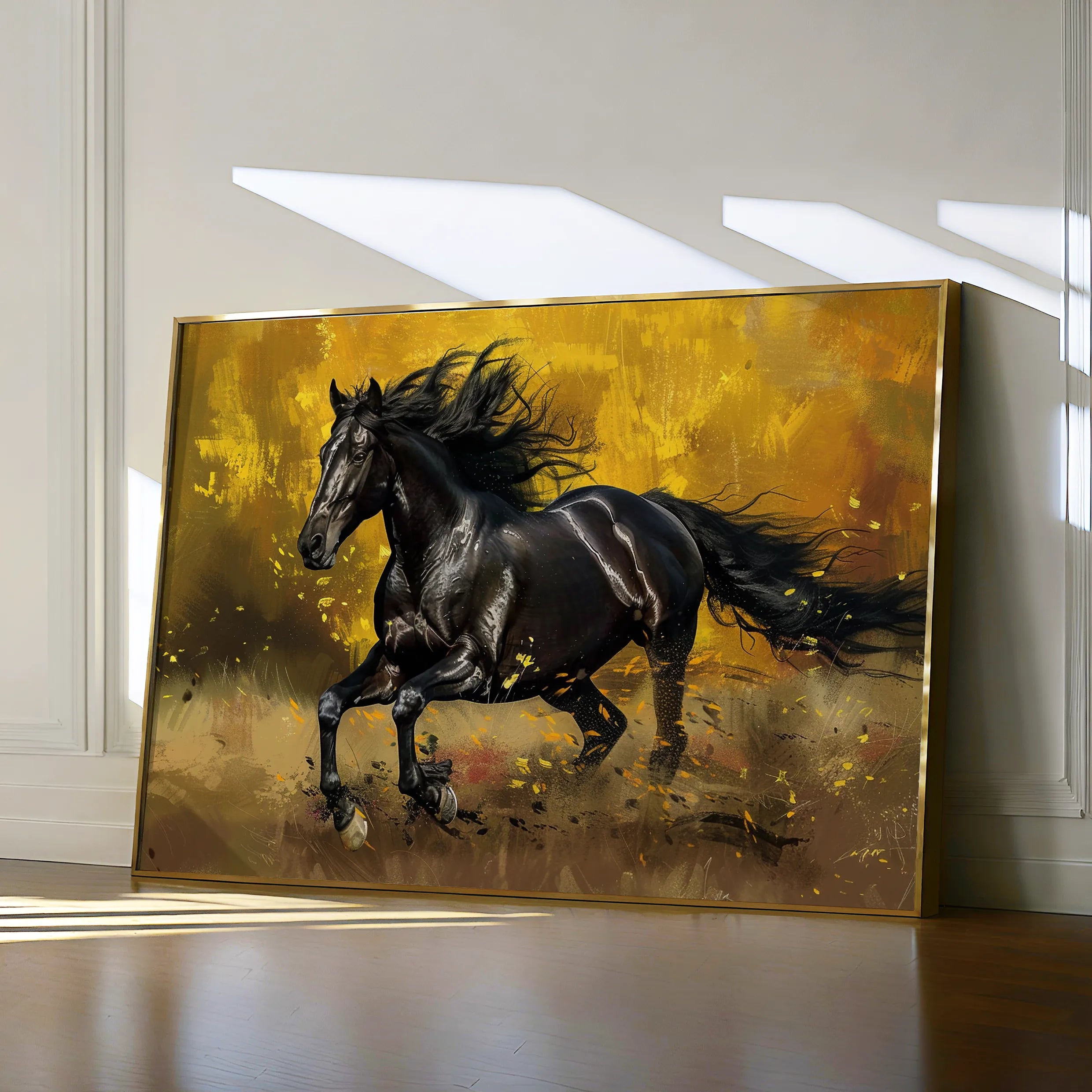 Horses 256 Canvas Art 18" x 24" / 45 x 60 cm / Black