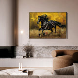Horses 256 Canvas Art 18" x 24" / 45 x 60 cm / Black