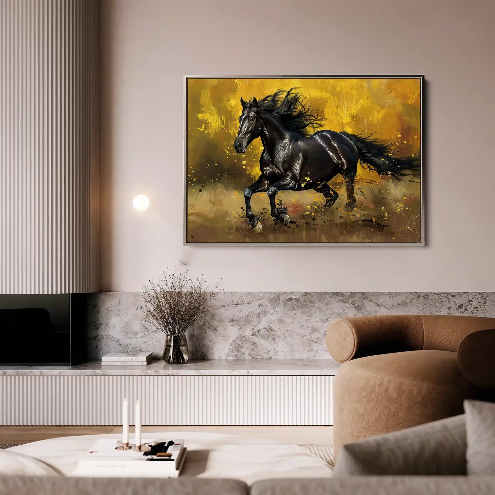 Horses 256 Canvas Art 60 x 40 cm / Black