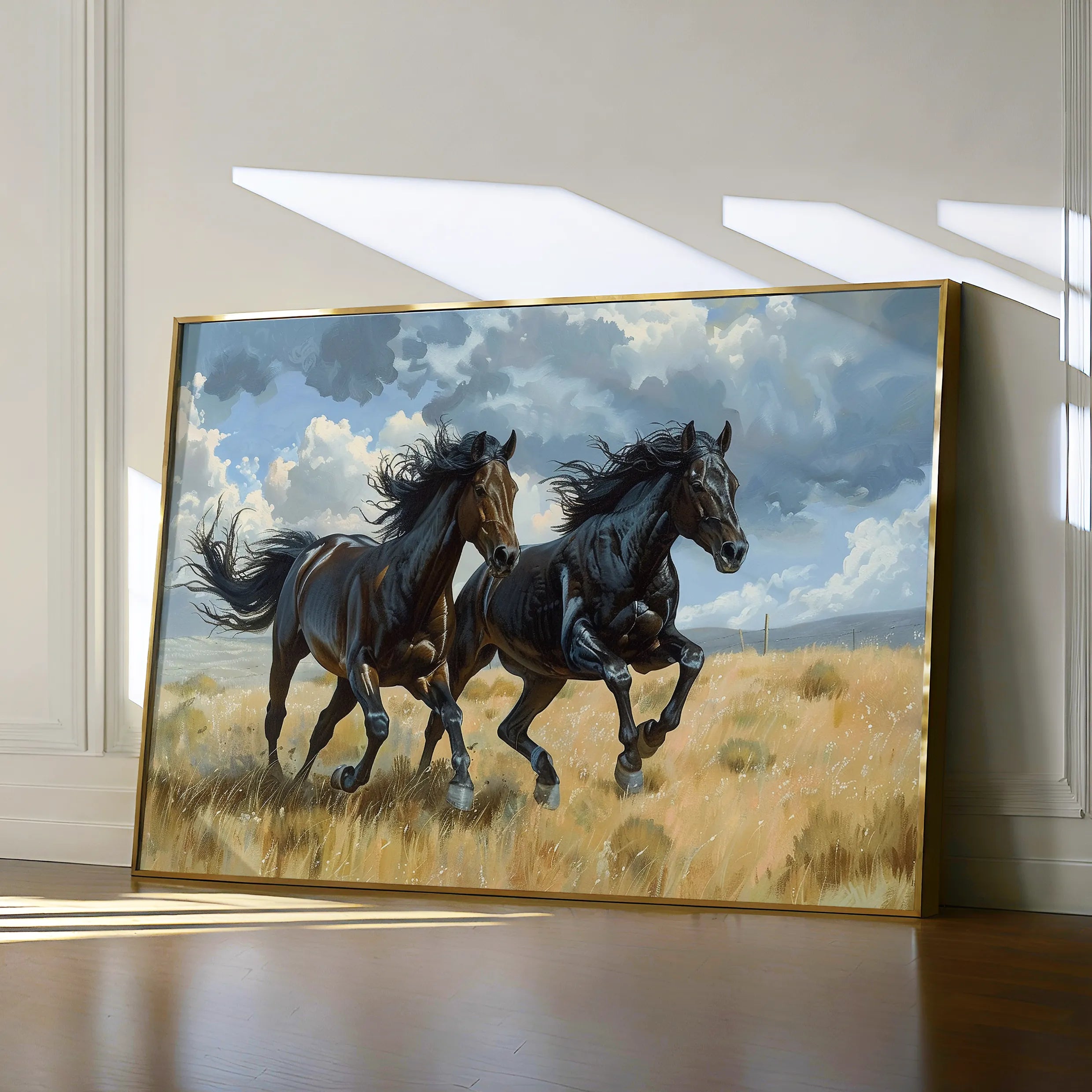 Horses 257 Canvas Art 18" x 24" / 45 x 60 cm / Black