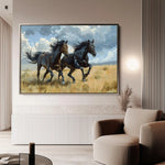 Horses 257 Canvas Art 60 x 40 cm / Black