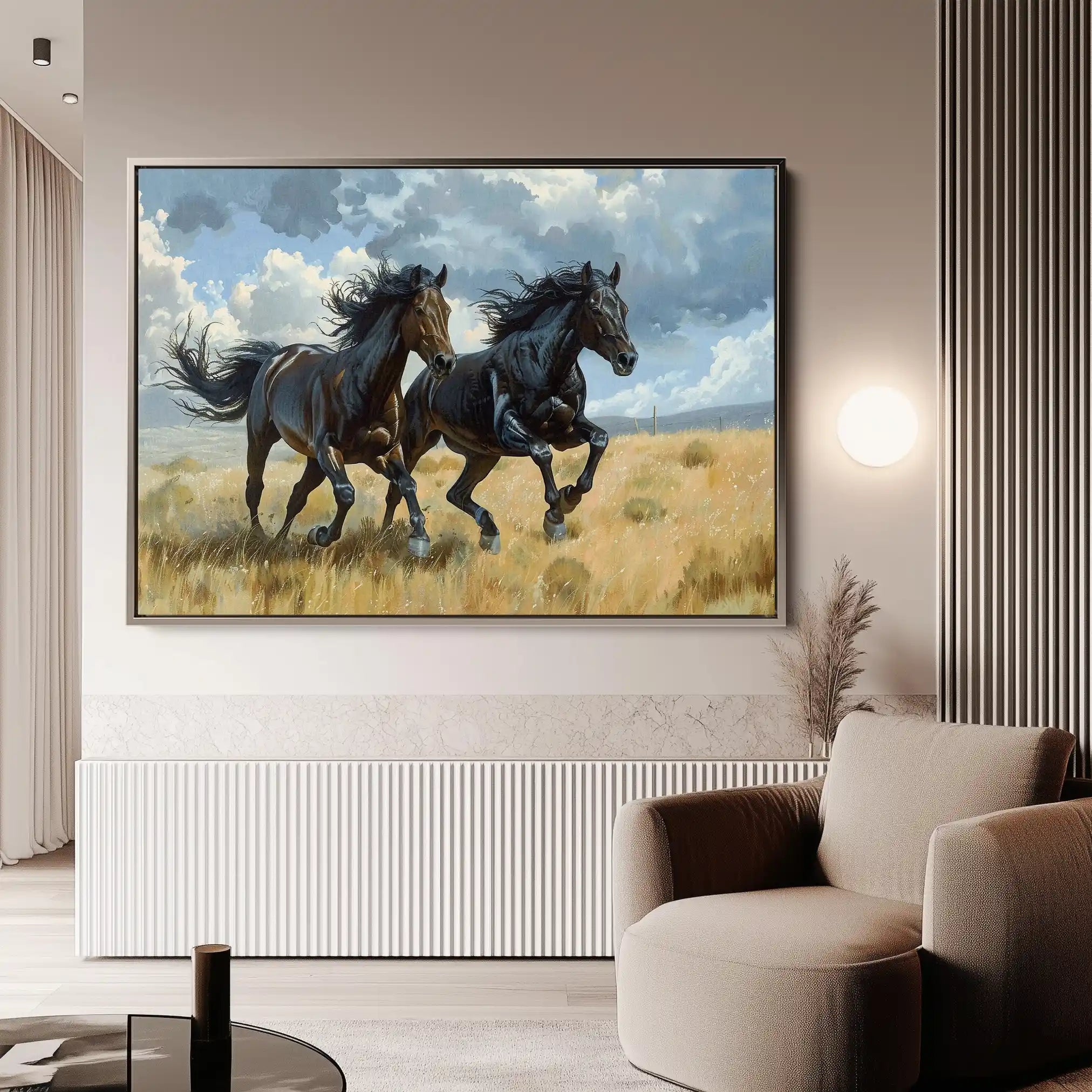 Horses 257 Canvas Art 60 x 40 cm / Black