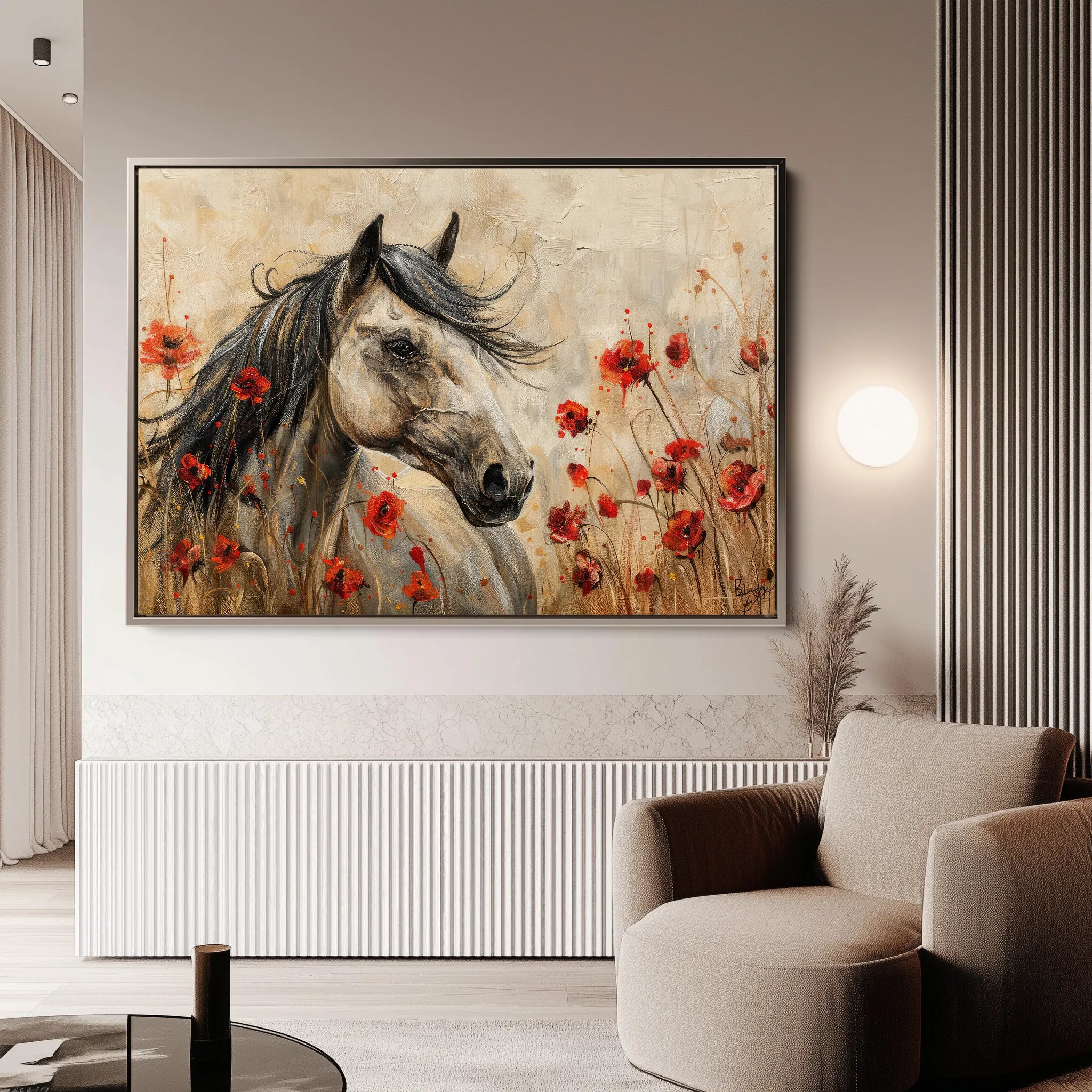 Horses 258 Canvas Art 18" x 24" / 45 x 60 cm / Black