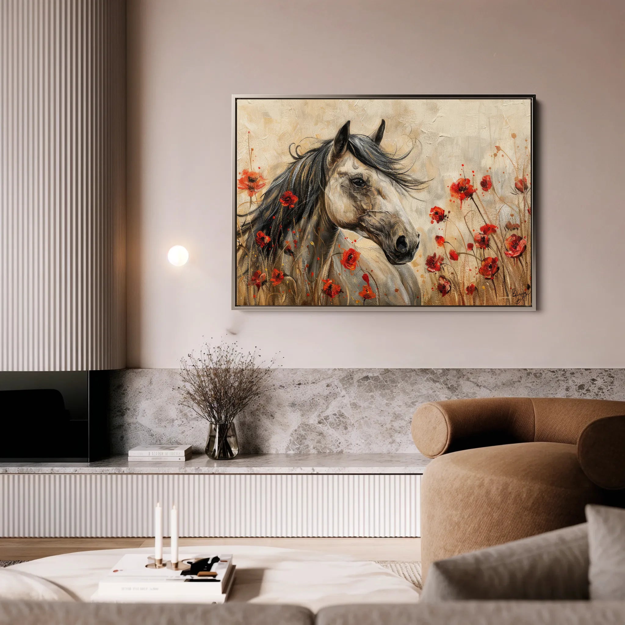 Horses 258 Canvas Art 18" x 24" / 45 x 60 cm / Black