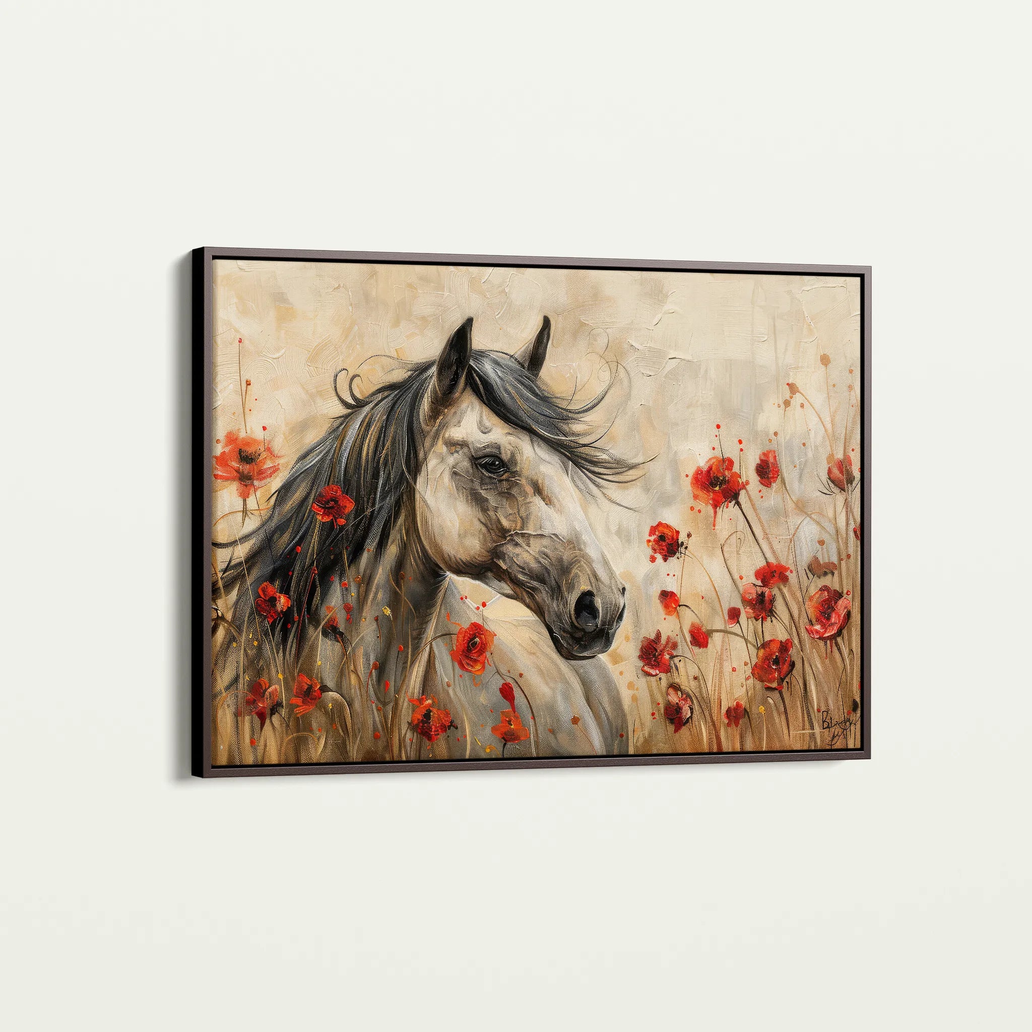 Horses 258 Canvas Art 18" x 24" / 45 x 60 cm / Black