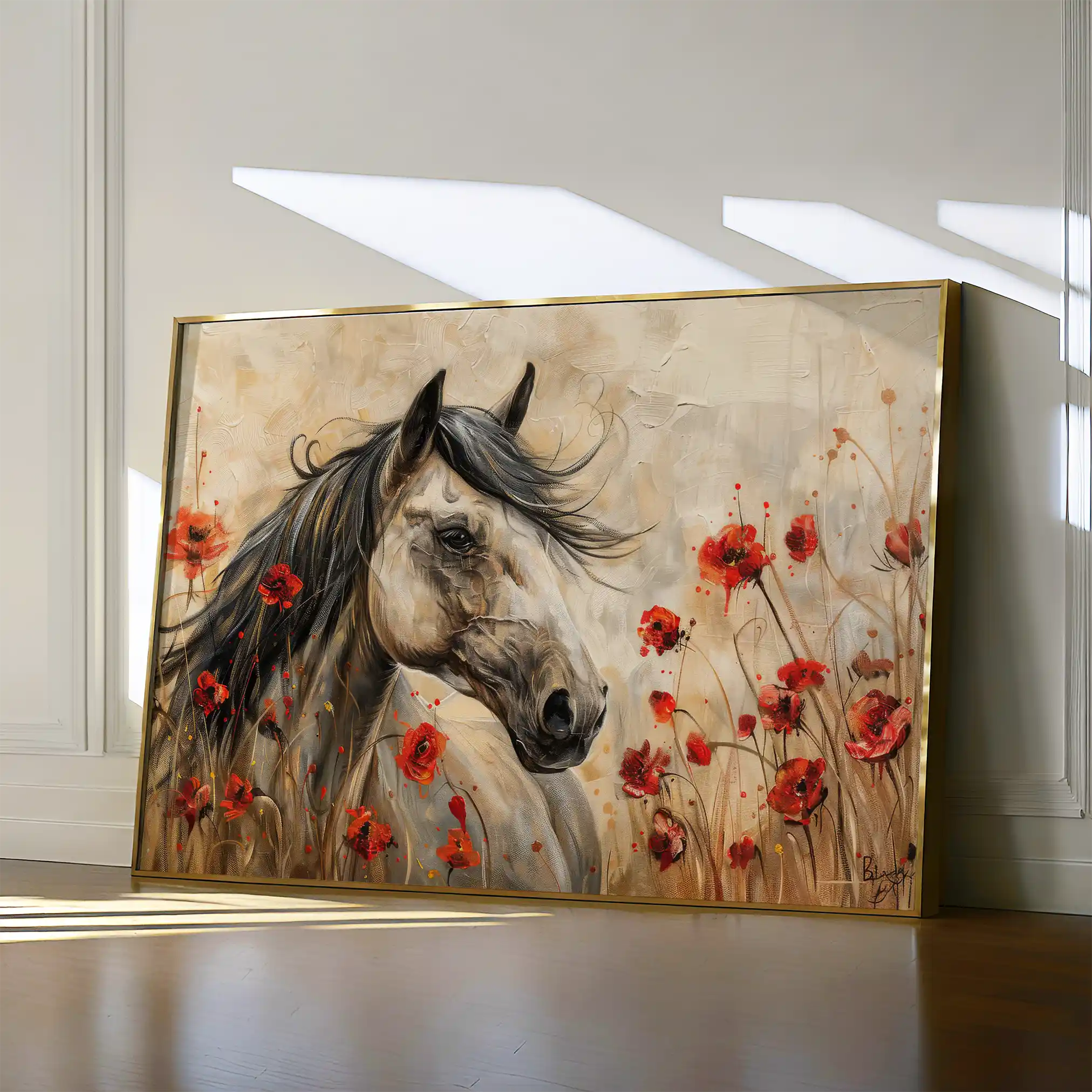Horses 258 Canvas Art 60 x 40 cm / Black