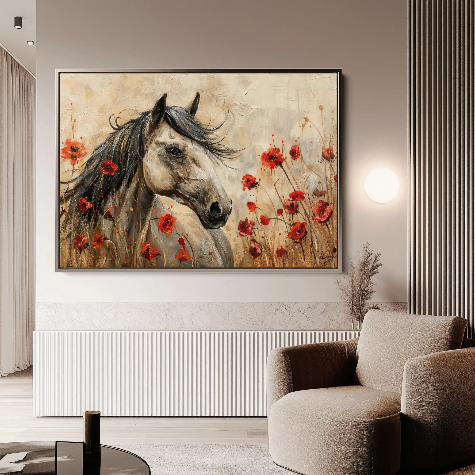 Horses 258 Canvas Art 60 x 40 cm / Black