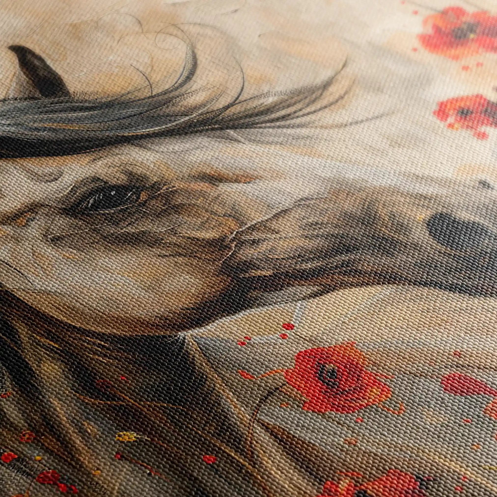 Horses 258 Canvas Art 60 x 40 cm / Black