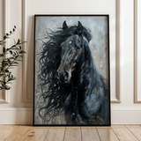 Horses 260 Canvas Art 18" x 24" / 45 x 60 cm / Black