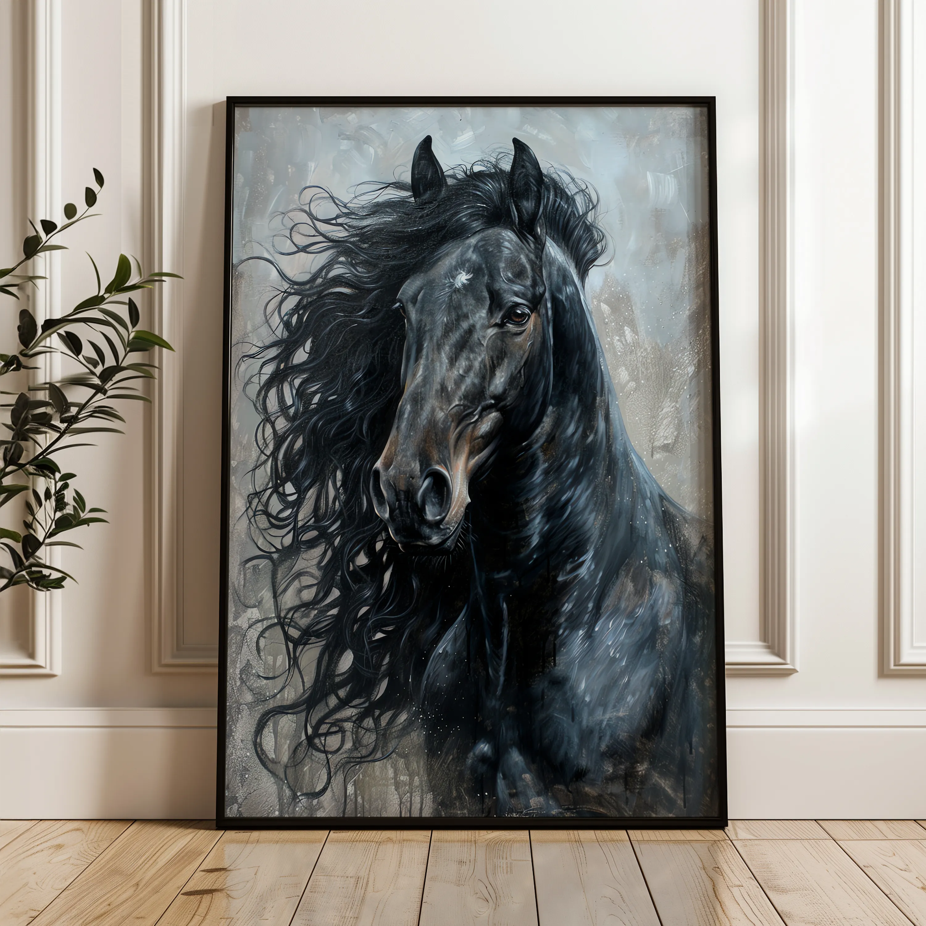 Horses 260 Canvas Art 18" x 24" / 45 x 60 cm / Black