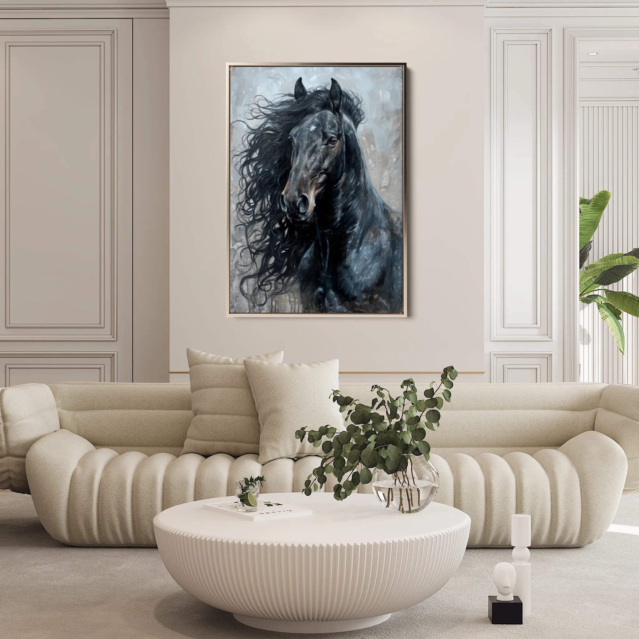 Horses 260 Canvas Art 18" x 24" / 45 x 60 cm / Black