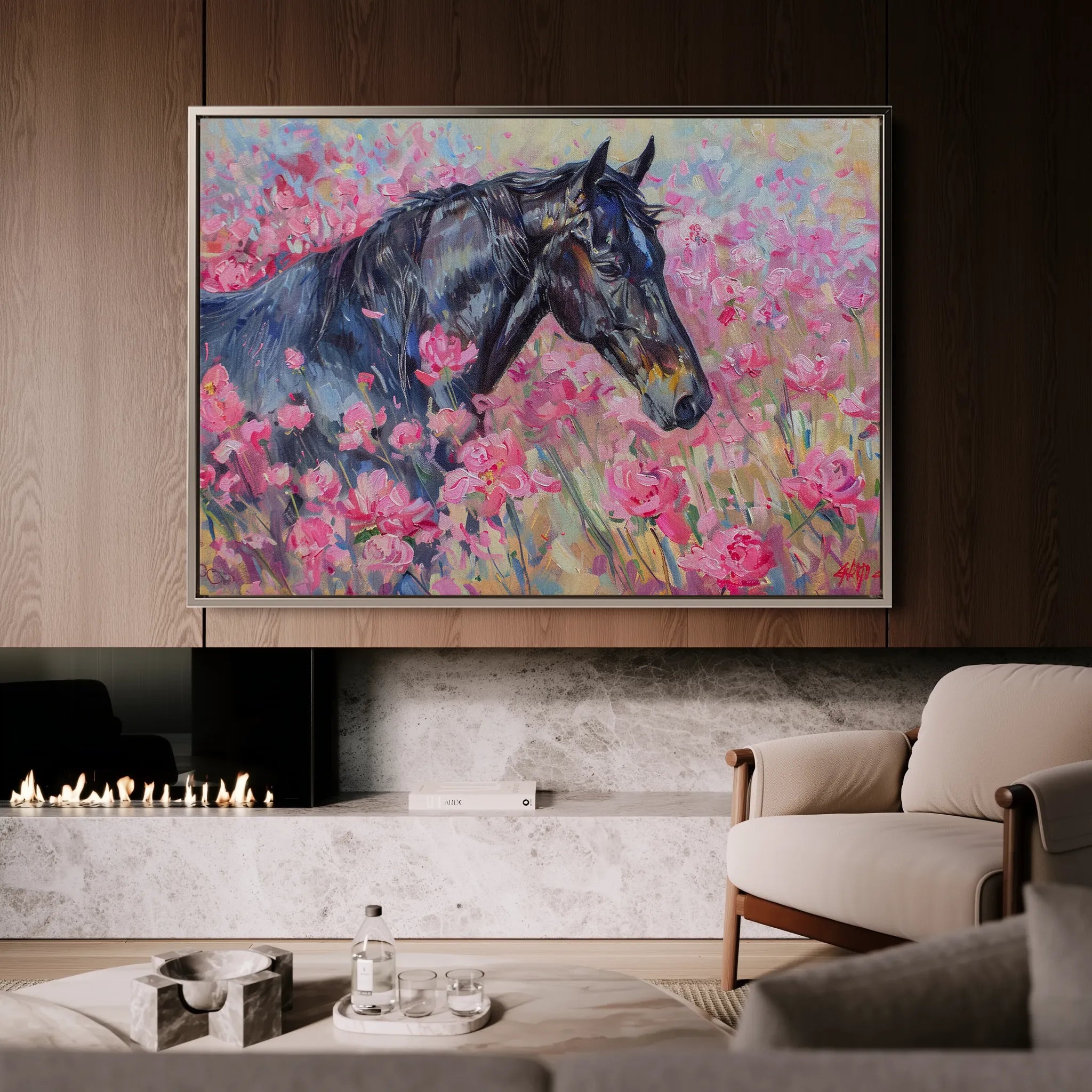 Horses 261 Canvas Art 18" x 24" / 45 x 60 cm / Black