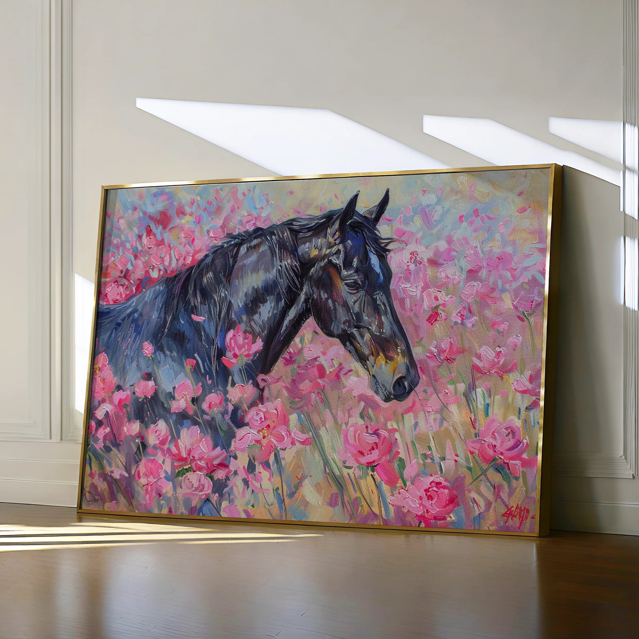 Horses 261 Canvas Art 18" x 24" / 45 x 60 cm / Black