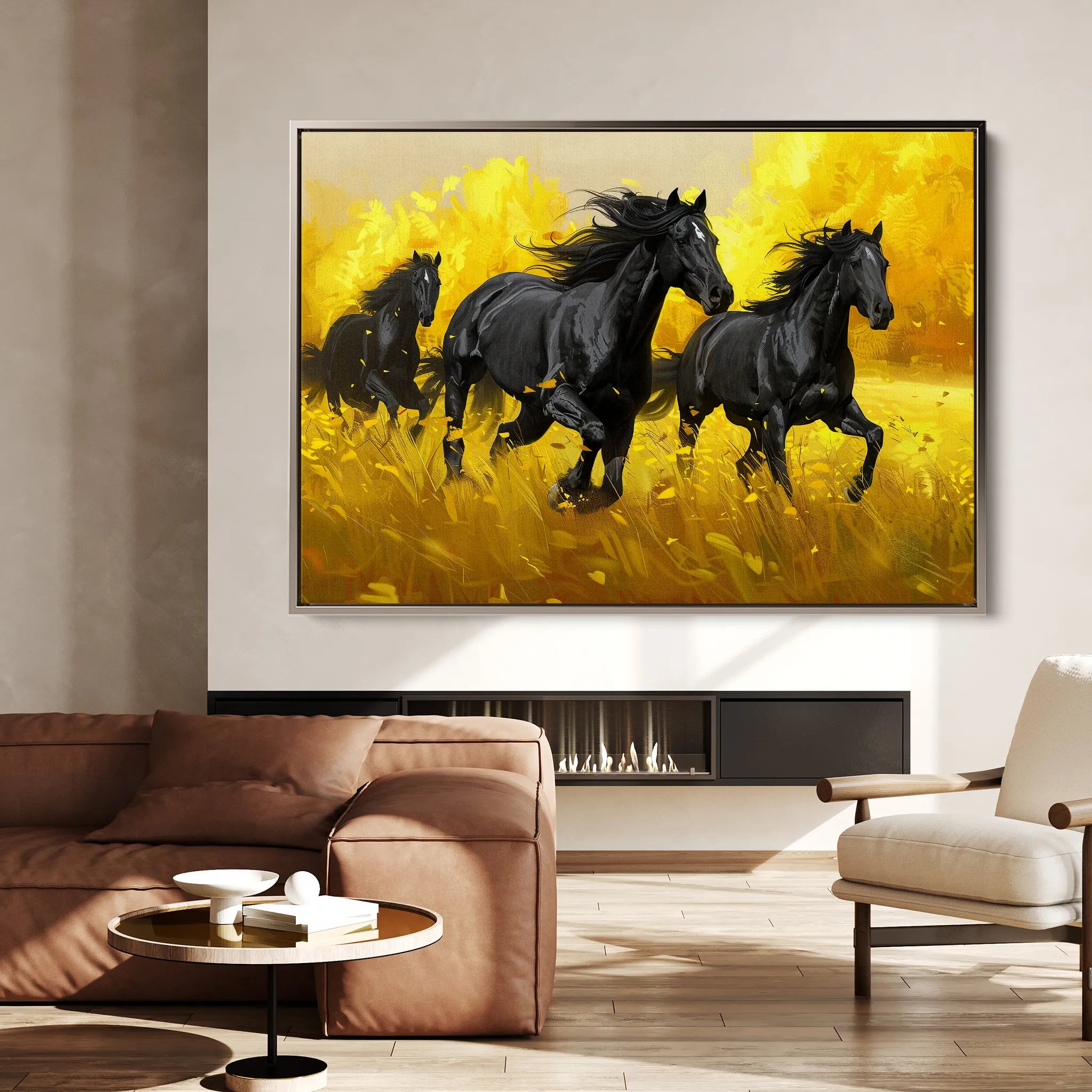Horses 262 Canvas Art 18" x 24" / 45 x 60 cm / Black