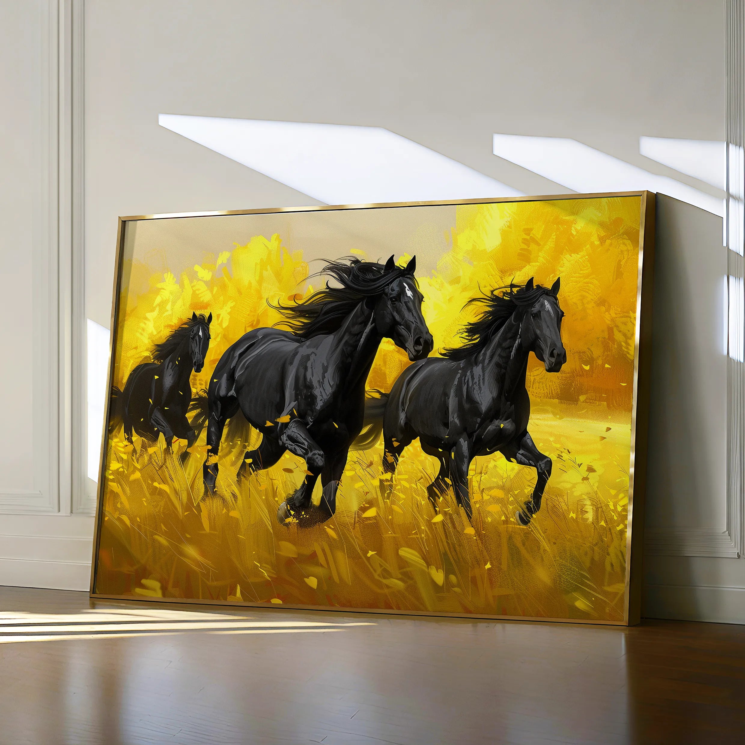 Horses 262 Canvas Art 18" x 24" / 45 x 60 cm / Black