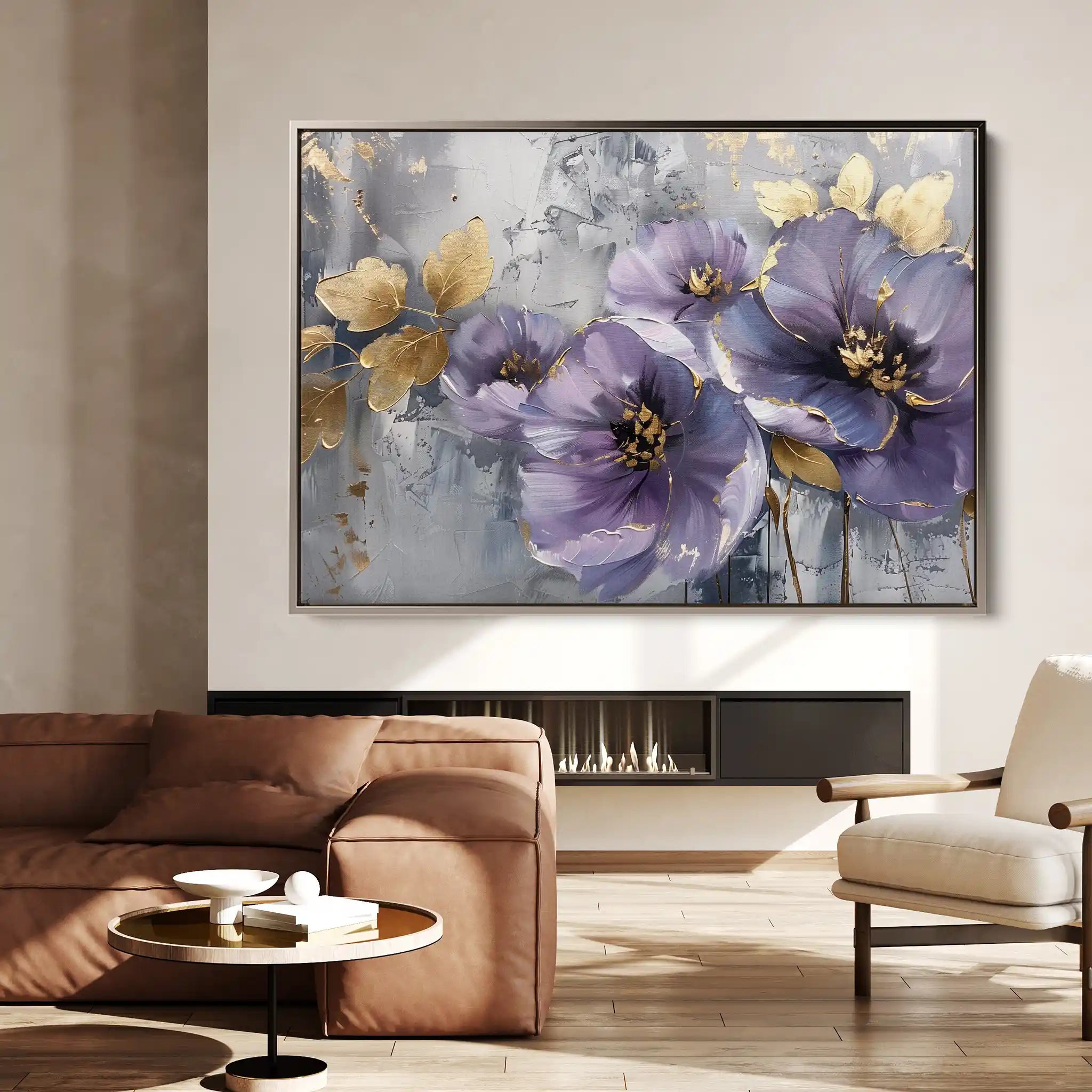 Floral 263 Canvas Art 60 x 40 cm / Black