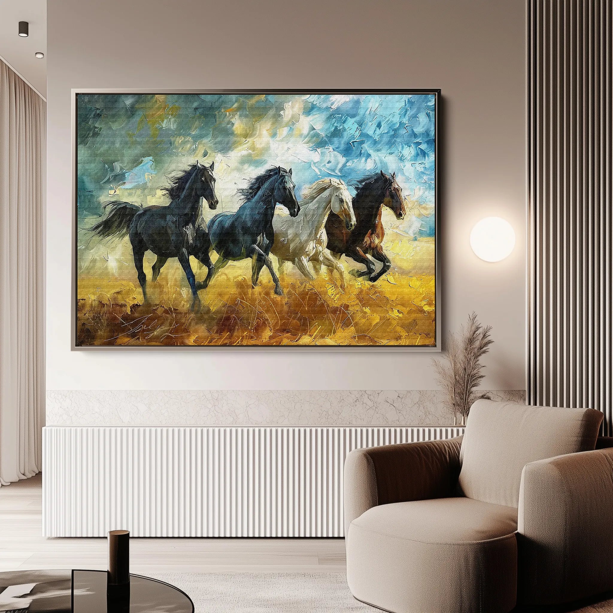 Horses 263 Canvas Art 18" x 24" / 45 x 60 cm / Black