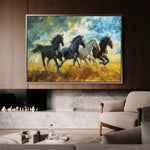 Horses 263 Canvas Art 18" x 24" / 45 x 60 cm / Black