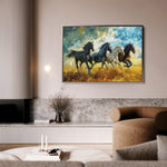 Horses 263 Canvas Art 18" x 24" / 45 x 60 cm / Black