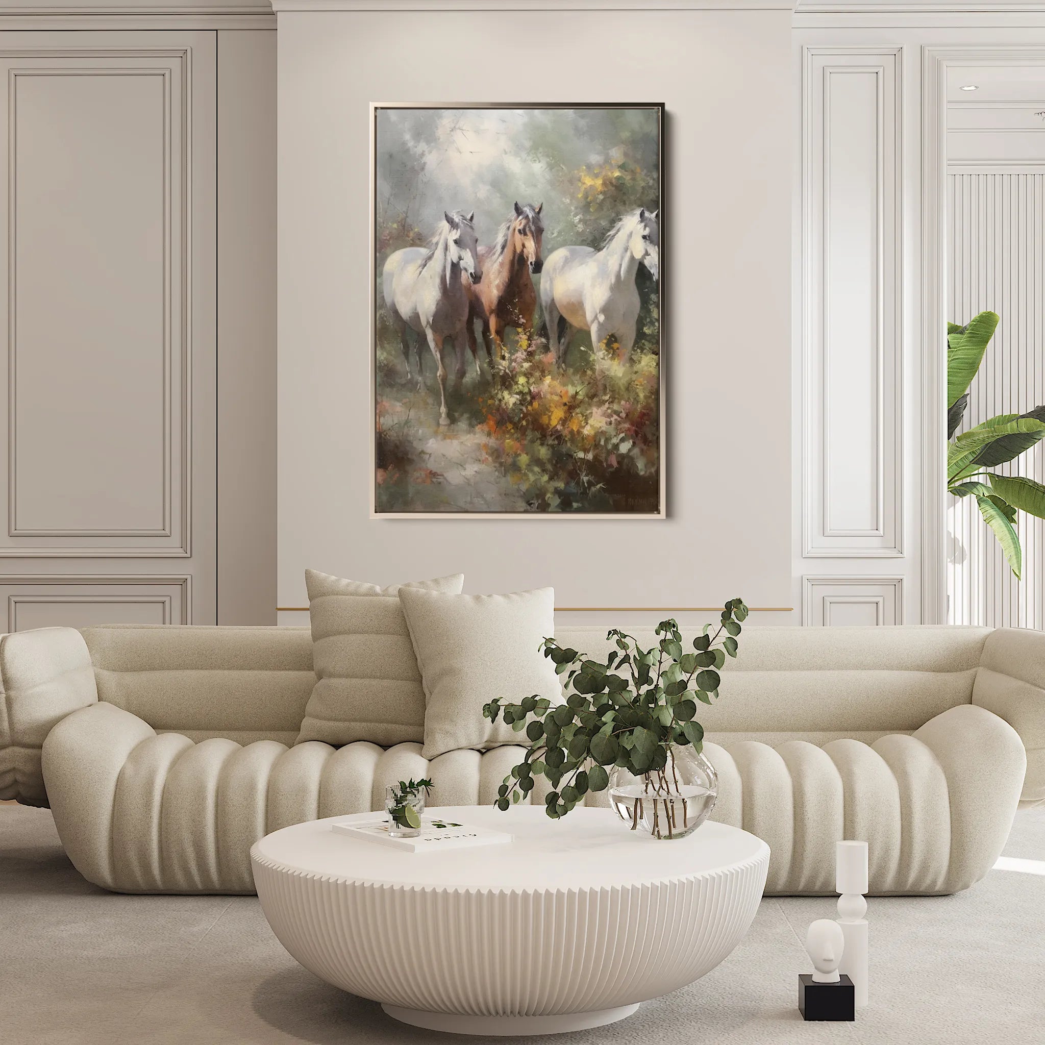 Horses 264 Canvas Art 18" x 24" / 45 x 60 cm / Black