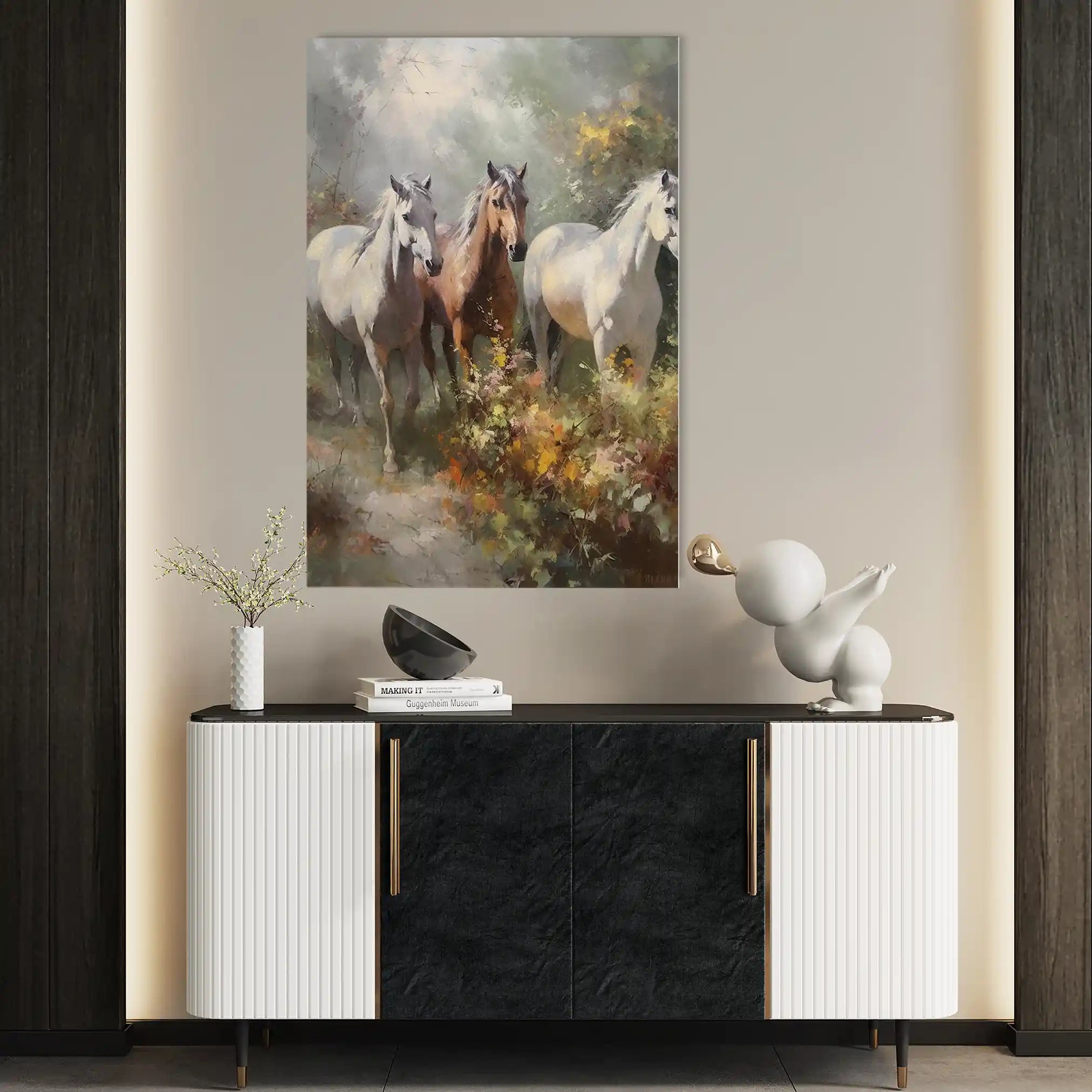 Horses 264 Canvas Art 60 x 40 cm / Black